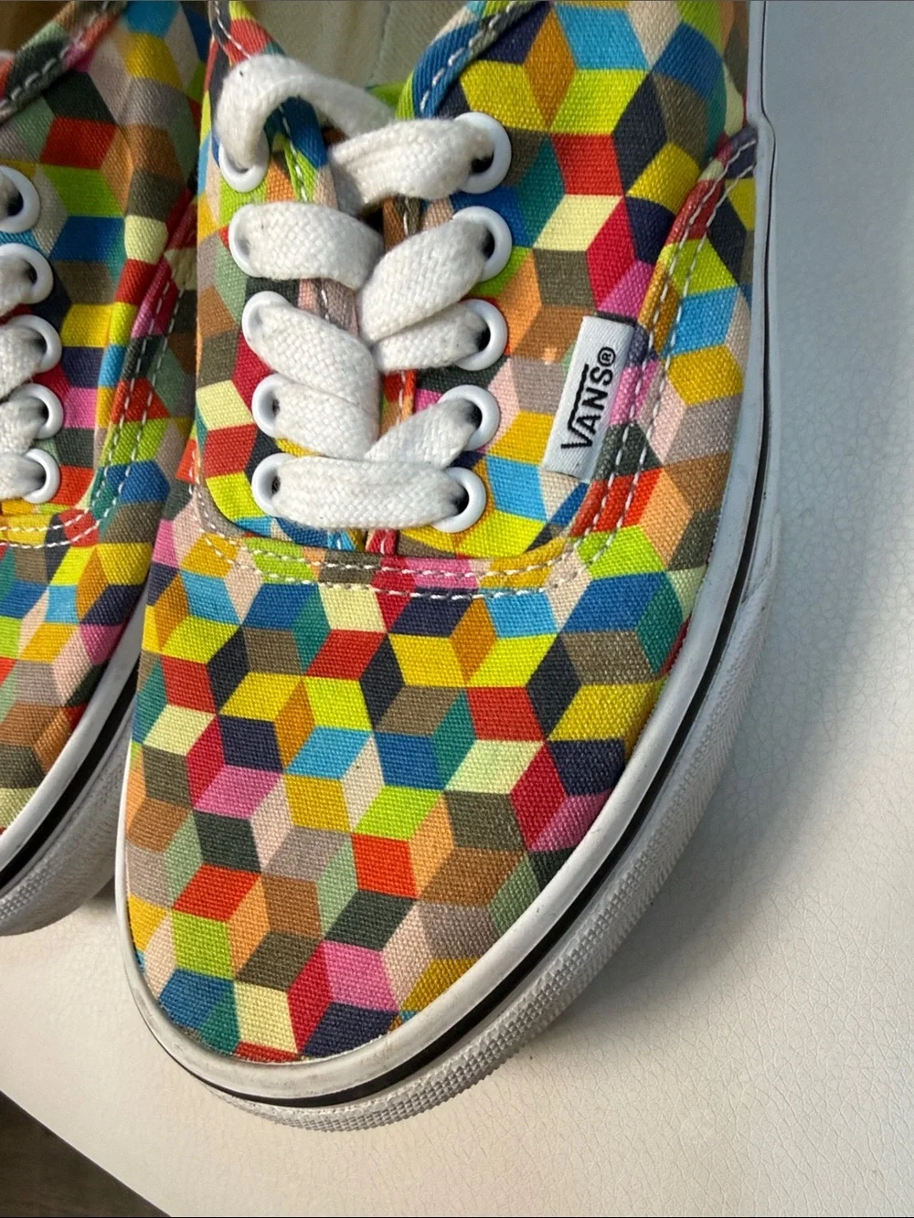 Vans Multicolor Geometric Canvas Sneakers in Yellow, Blue, Green, Pink